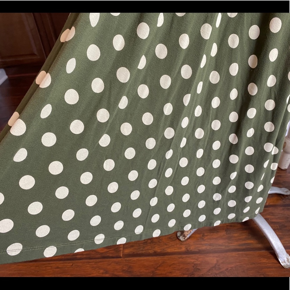 Sz 14R BODEN Loden Green Polka Dot MIDI Skirt
